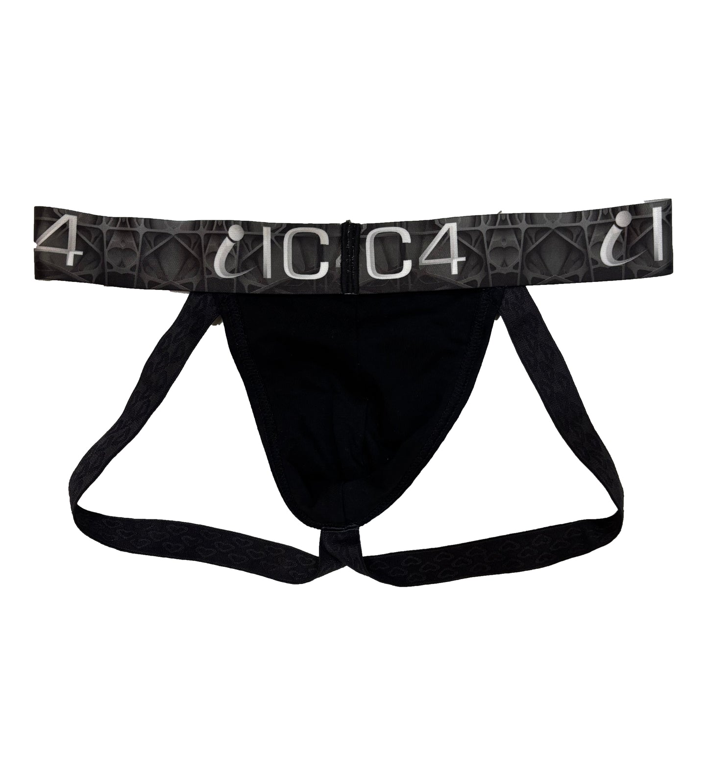 IC4 Men's Solid Black Jockstrap Combo Pack of 2