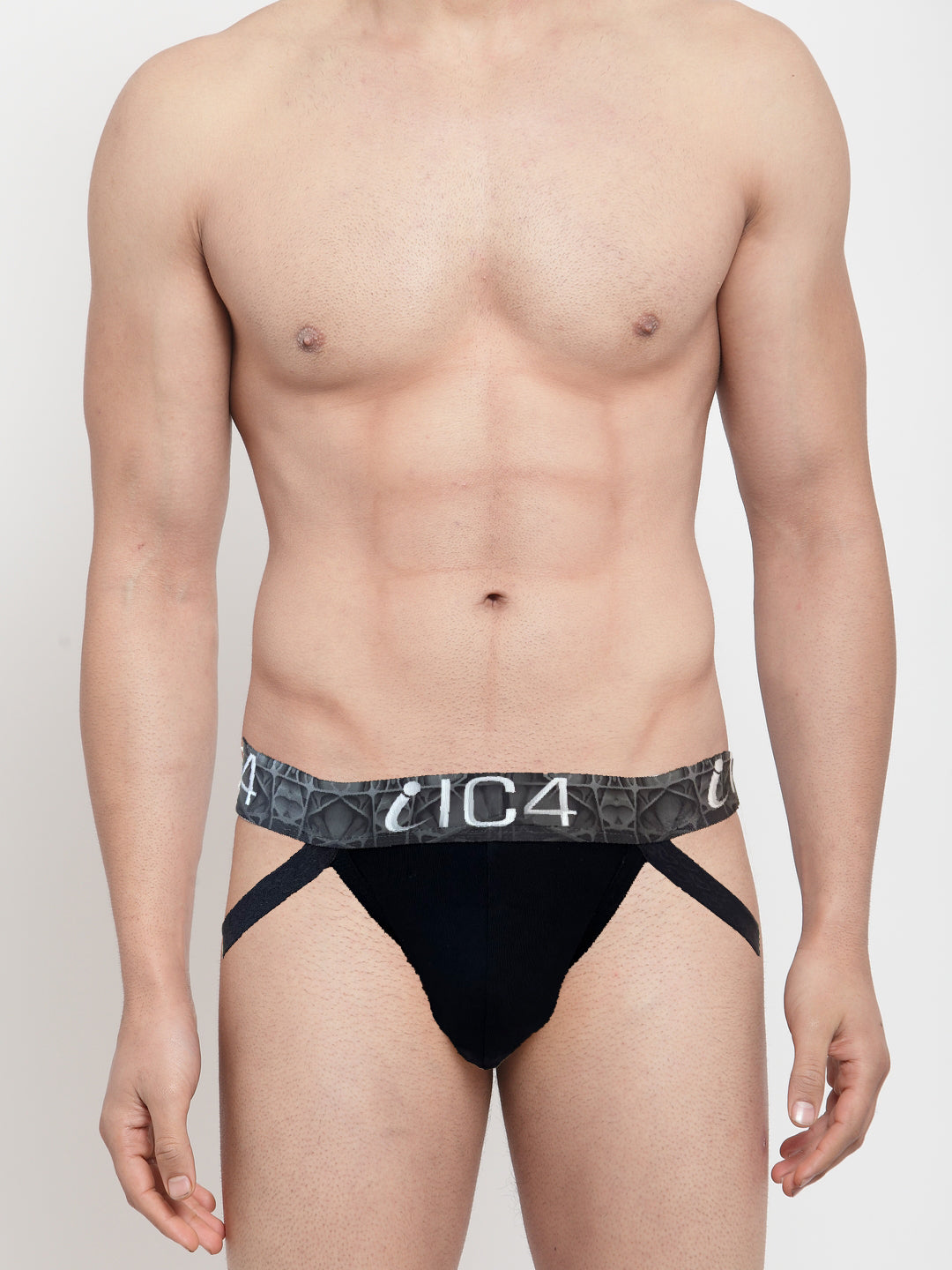 IC4 Men's Solid Black Jockstrap Combo Pack of 2