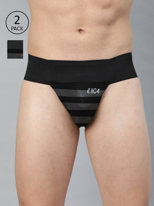 IC4 Men's Cotton Striped Gym Supporter Combo Pack of 2