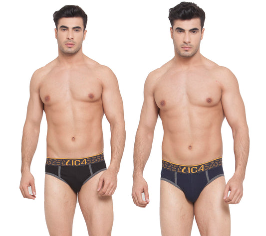 IC4 Men's Cotton Elastane Fashion Brief Combo Pack of 2