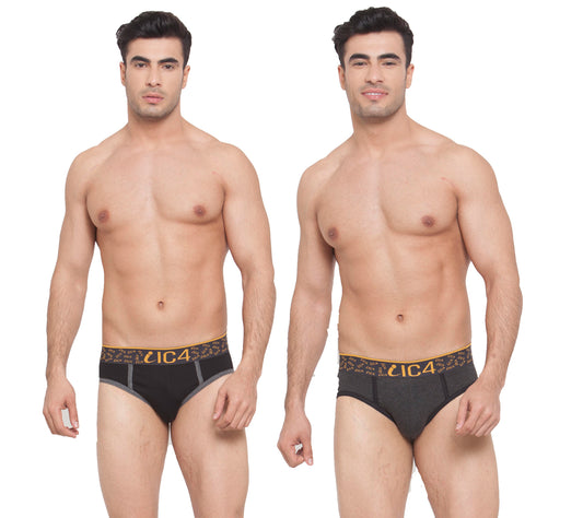 IC4 Men's Cotton Elastane Fashion Brief Combo Pack of 2