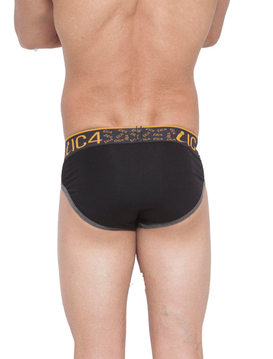 IC4 Men's Cotton Elastane Fashion Brief - Black
