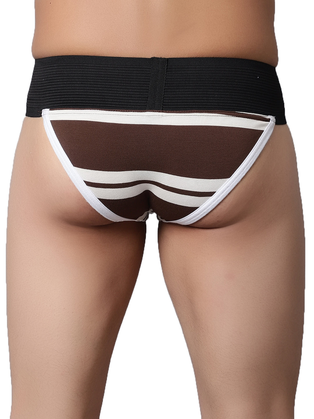 IC4 Men's Modal Elastane stripe Gym Supporter Combo Pack of 2 - Brown