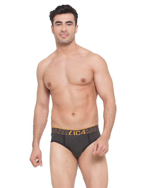 IC4 Men's Cotton Elastane Fashion Brief - Charcoal