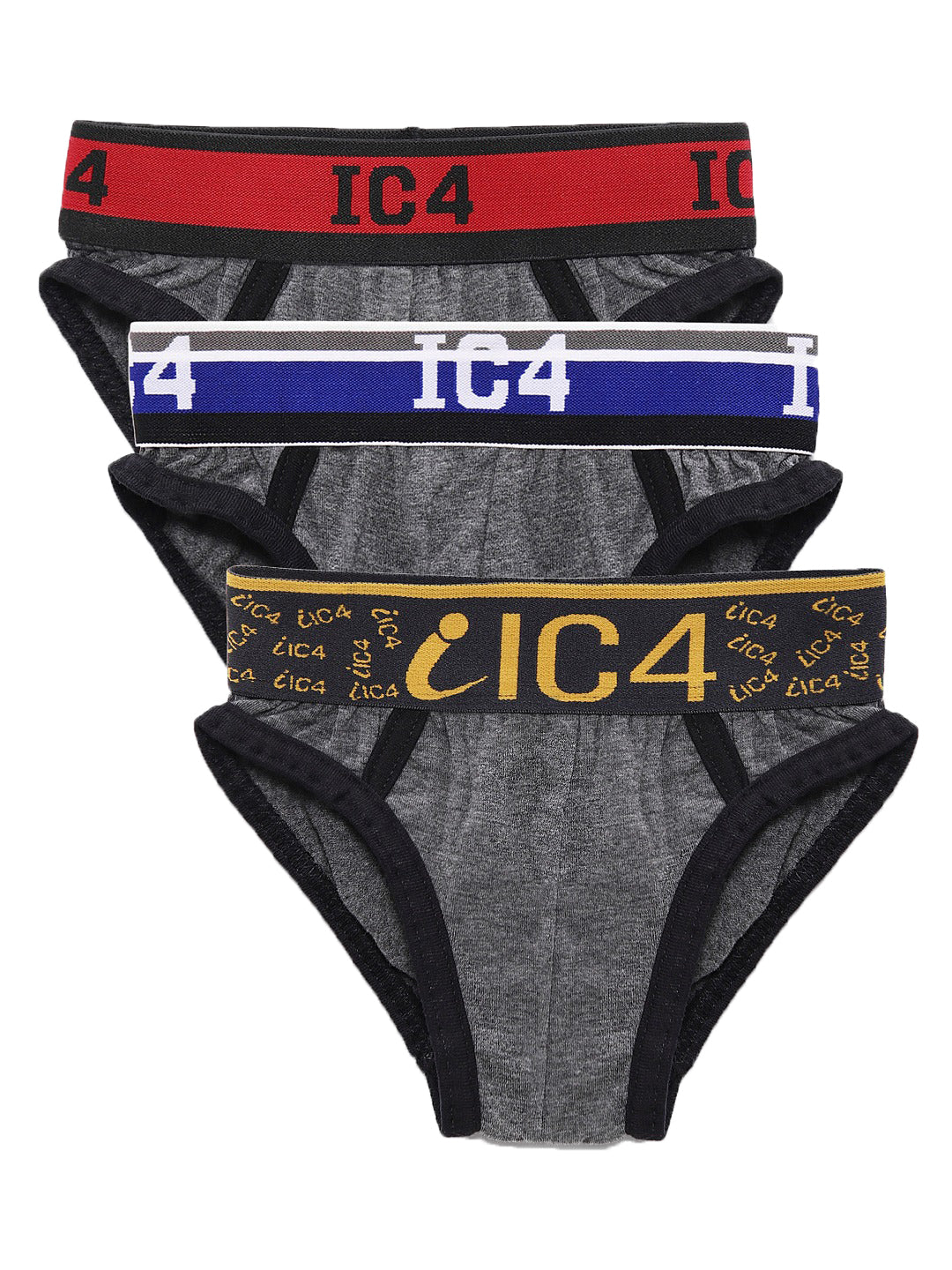 IC4 Boy's Cotton Elastane Brief Charcoal  Combo Pack of 3