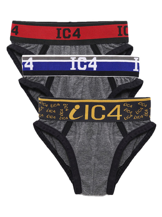 IC4 Boy's Cotton Elastane Brief Charcoal  Combo Pack of 3