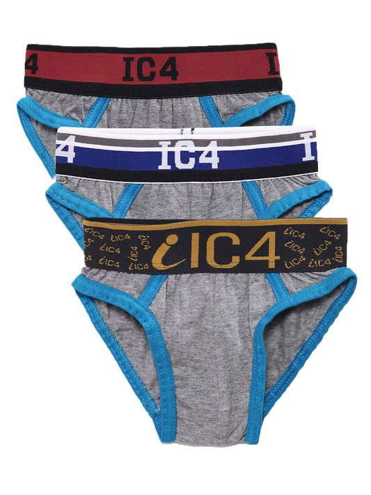 IC4 Boy's Cotton Elastane Brief Grey Combo Pack of 3
