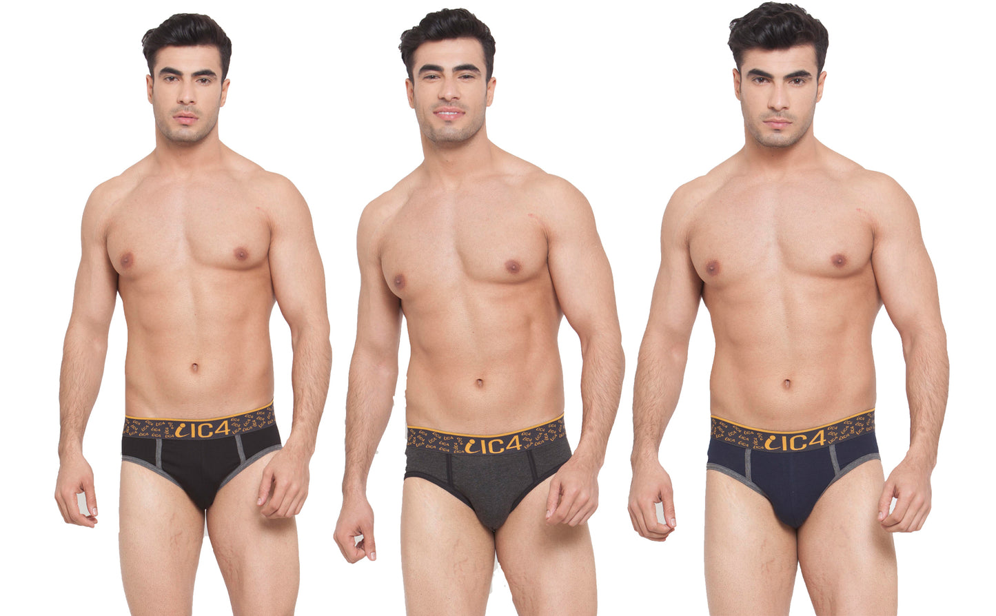 IC4 Men's Cotton Elastane Fashion Brief Combo Pack of 3