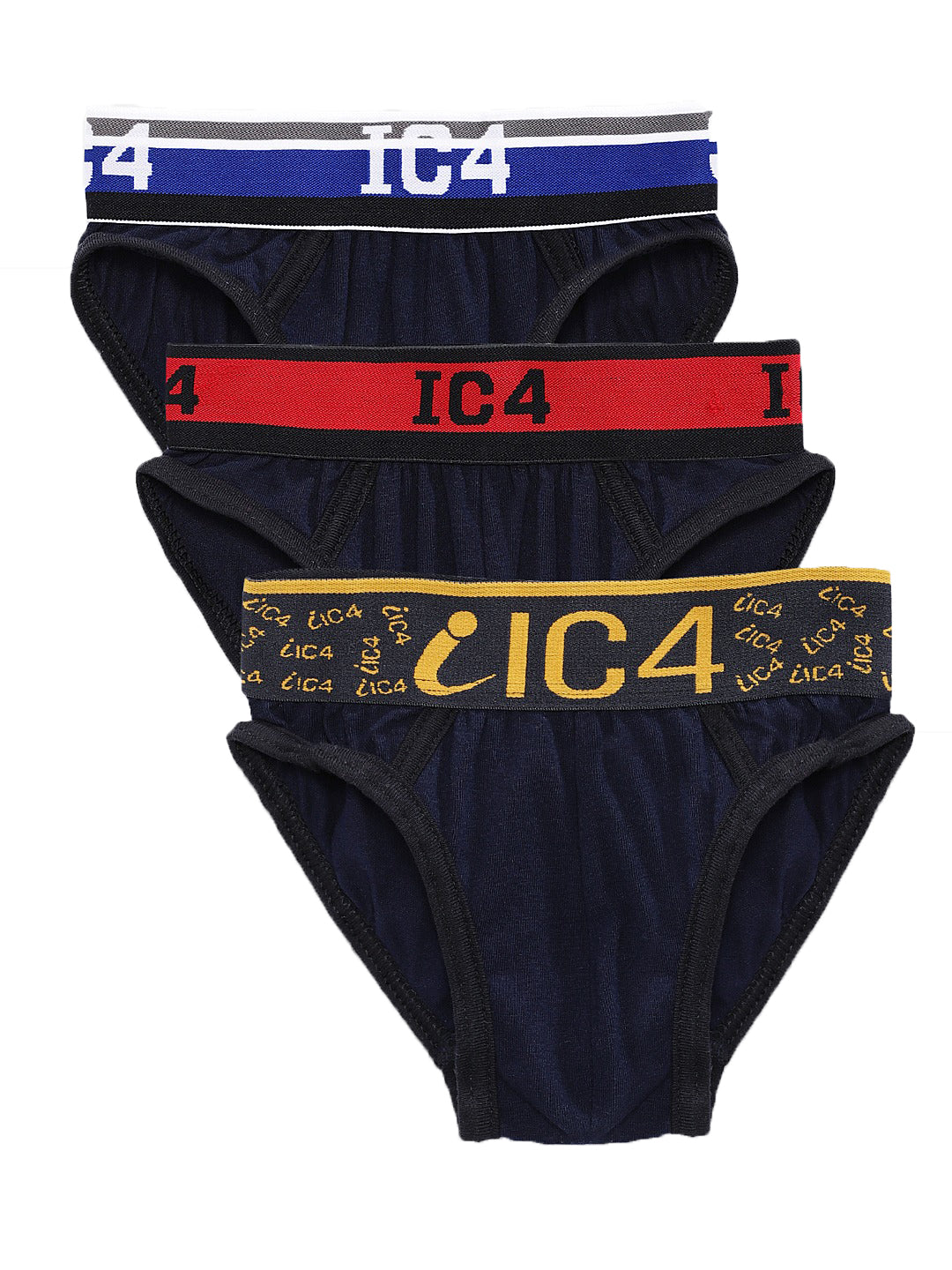 IC4 Boy's Cotton Elastane Brief Navy Combo Pack of 3