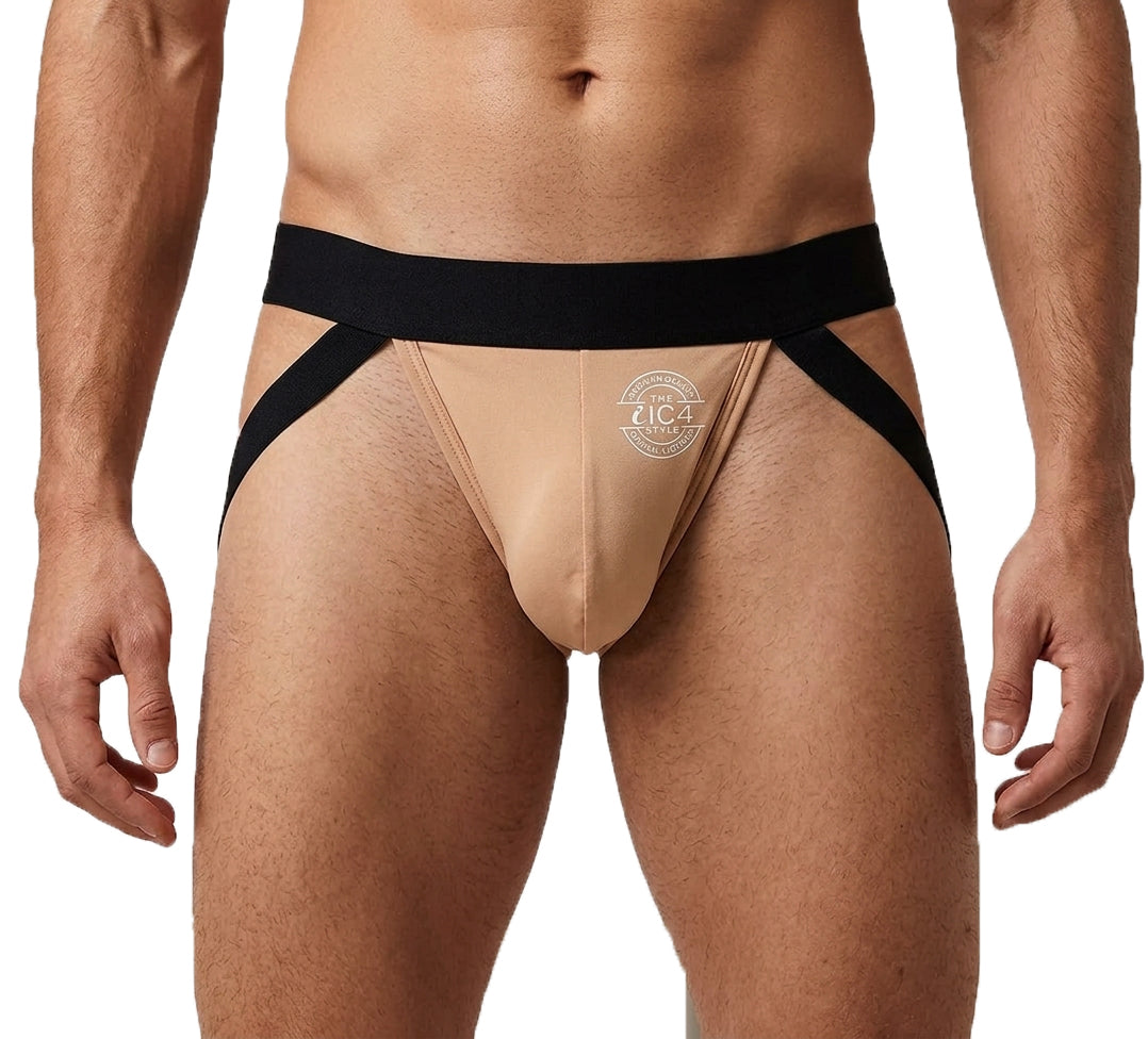 IC4 Men's Solid Beige Jockstrap