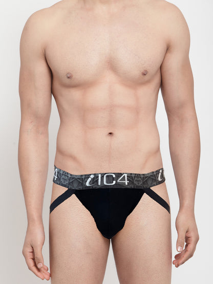 IC4 Men's Solid Black Jockstrap