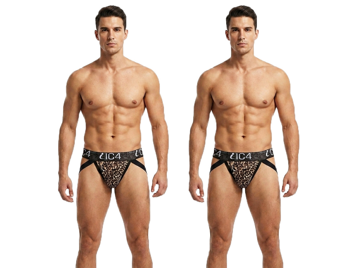 IC4 Men's Alpha Leopard Jockstrap Combo Pack of 2