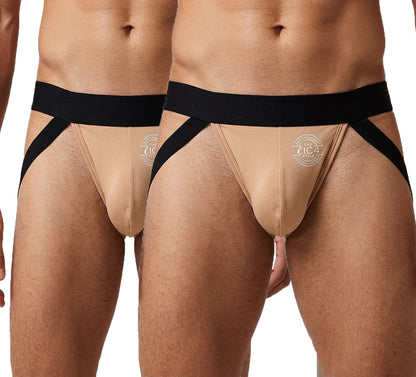 IC4 Men's Solid Beige Jockstrap Combo Pack of 2