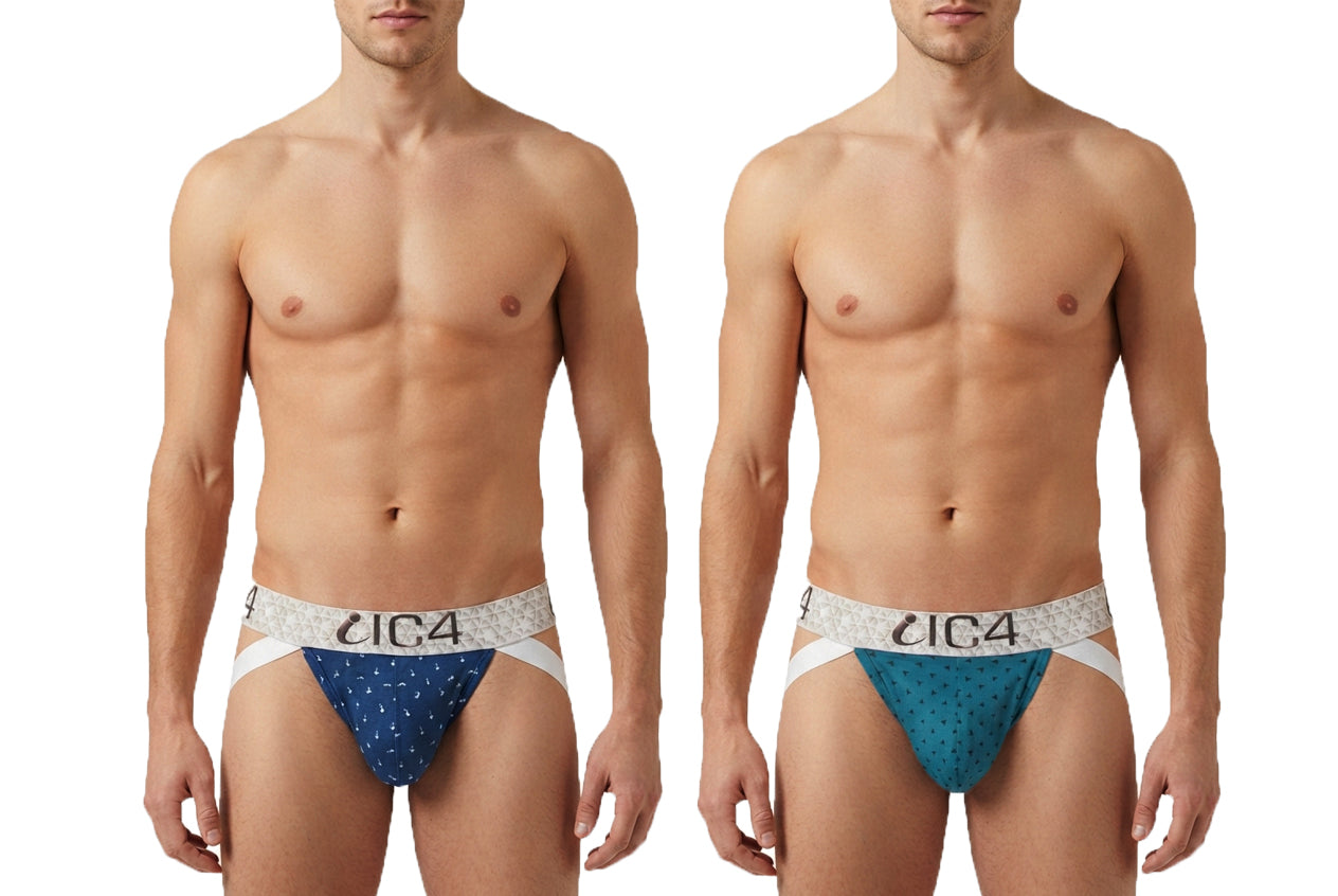 IC4 Men's Printed Jockstrap Brief Combo Pack of 2