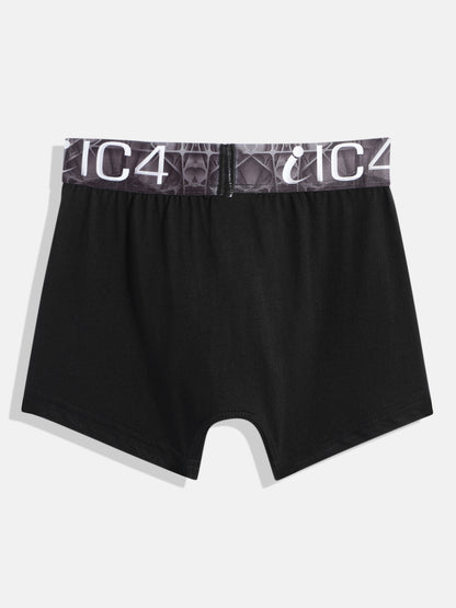 IC4 Boy's Cotton Elastane Fashion Trunk Combo Pack of 2, Black Color