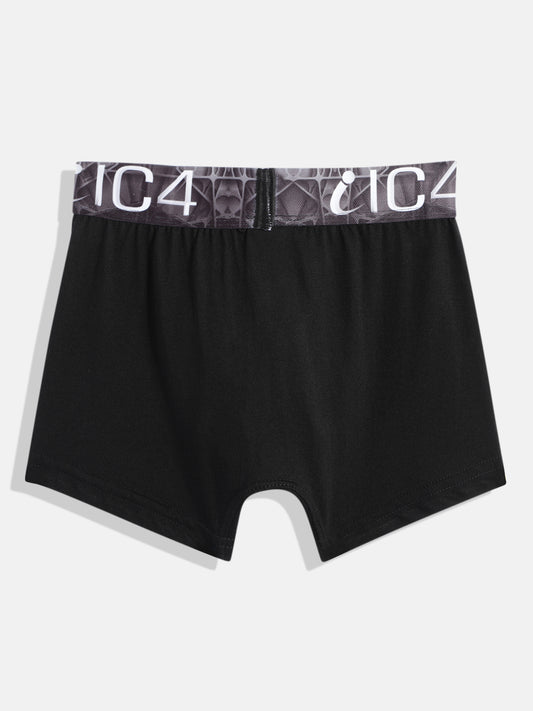 IC4 Boy's Cotton Elastane Fashion Trunk Combo Pack of 2, Black Color