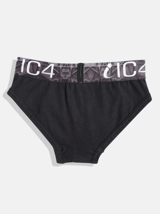 IC4 Boy's Cotton Elastane Fashion Brief Combo Pack of 2 Black
