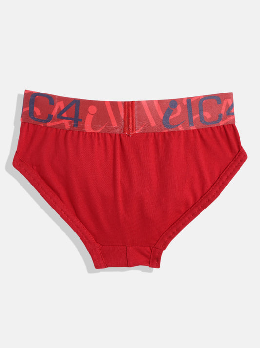 IC4 Boy's Cotton Elastane Fashion Brief Combo Pack of 2 Red