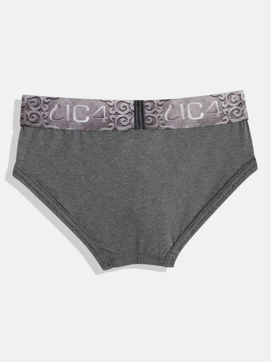 IC4 Boy's Cotton Elastane Fashion Brief Combo Pack of 2 Charcoal