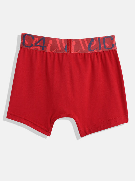 IC4 Boy's Cotton Elastane Fashion Trunk Combo Pack of 2, Red Color