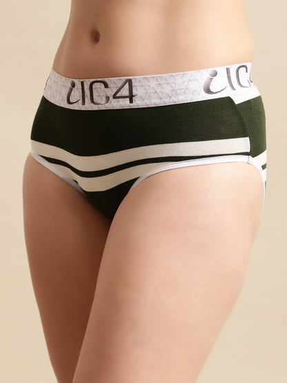 IC4 Women's Modal Elastane Stripe Hipster Combo Pack of 2