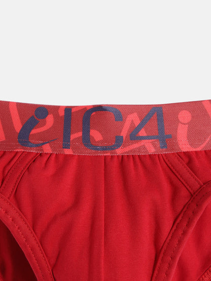 IC4 Boy's Cotton Elastane Fashion Brief Combo Pack of 2 Red