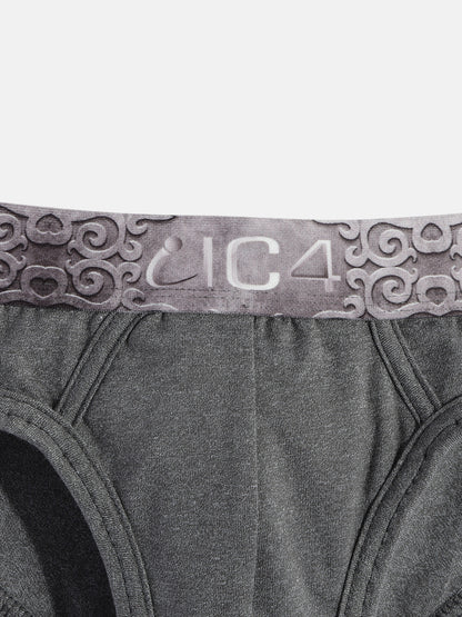 IC4 Boy's Cotton Elastane Fashion Brief Combo Pack of 2 Charcoal