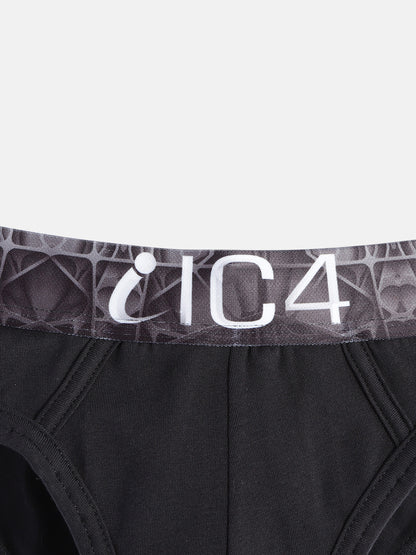 IC4 Boy's Cotton Elastane Fashion Brief Combo Pack of 2 Black