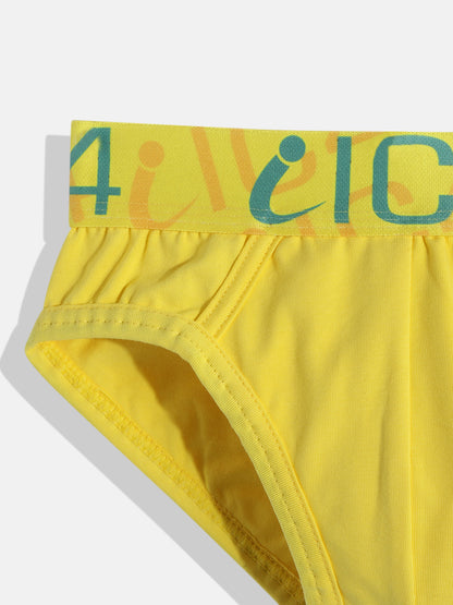 IC4 Boy's Cotton Elastane Fashion Brief Combo Pack of 2 Yellow