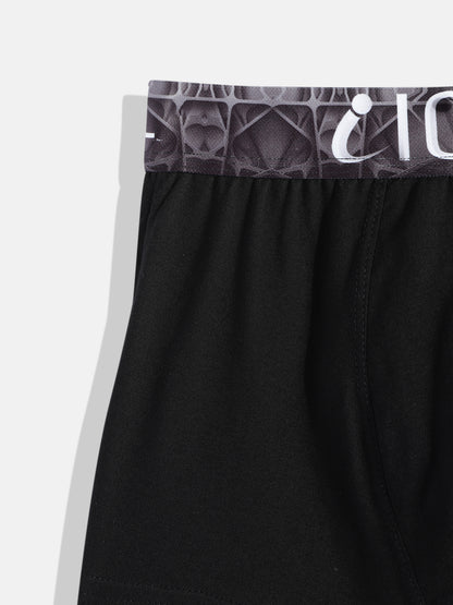 IC4 Boy's Cotton Elastane Fashion Trunk Combo Pack of 2, Black Color
