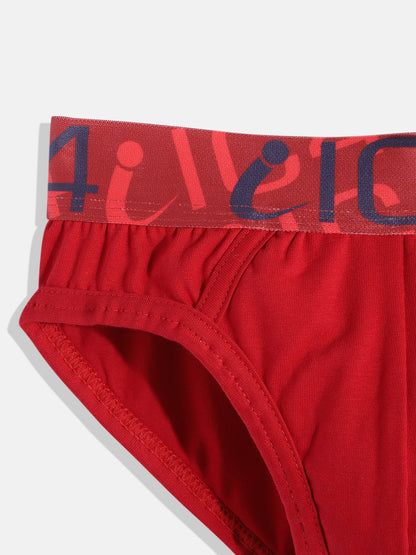 IC4 Boy's Cotton Elastane Fashion Brief Combo Pack of 2 Red