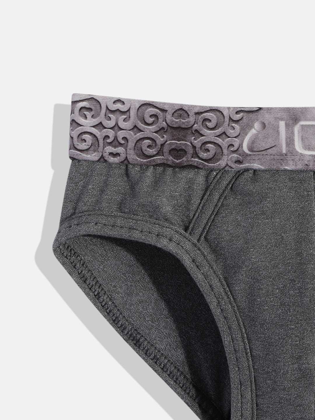 IC4 Boy's Cotton Elastane Fashion Brief Combo Pack of 2 Charcoal