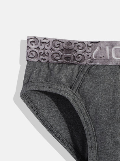 IC4 Boy's Cotton Elastane Fashion Brief Combo Pack of 2 Charcoal