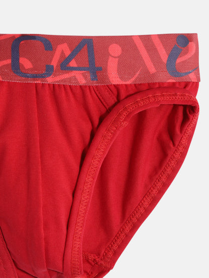 IC4 Boy's Cotton Elastane Fashion Brief Combo Pack of 2 Red