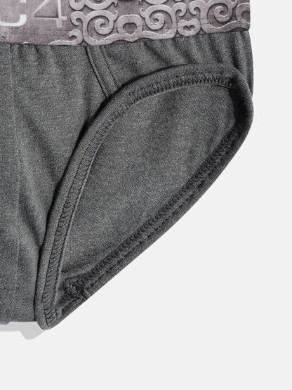 IC4 Boy's Cotton Elastane Fashion Brief Combo Pack of 2 Charcoal