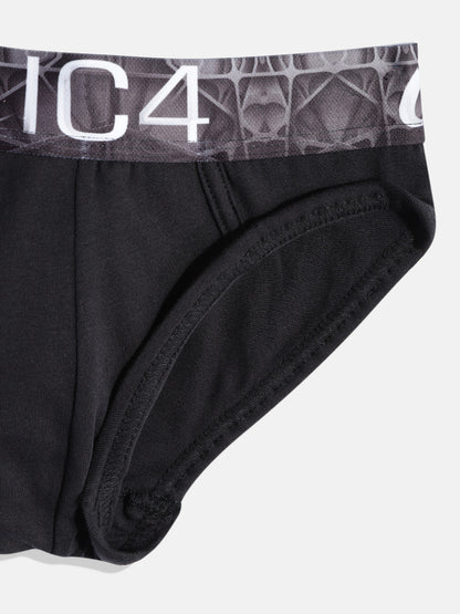 IC4 Boy's Cotton Elastane Fashion Brief Combo Pack of 2 Black
