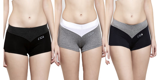 IC4 Women's Cotton Elastane Boyshorts Combo Pack of 3