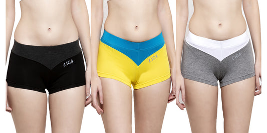 IC4 Women's Cotton Elastane Boyshorts Combo Pack of 3