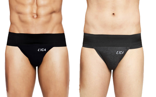 IC4 Men's Cotton Elastane Gym Supporter Combo Pack of 2