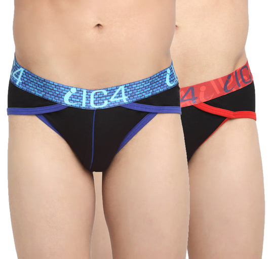 IC4 Men's Cotton Elastane Fashion Brief Combo Pack of 2