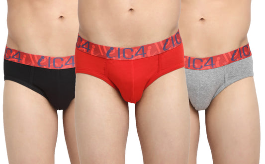 IC4 Men's Cotton Elastane Fashion Brief Combo Pack of 3