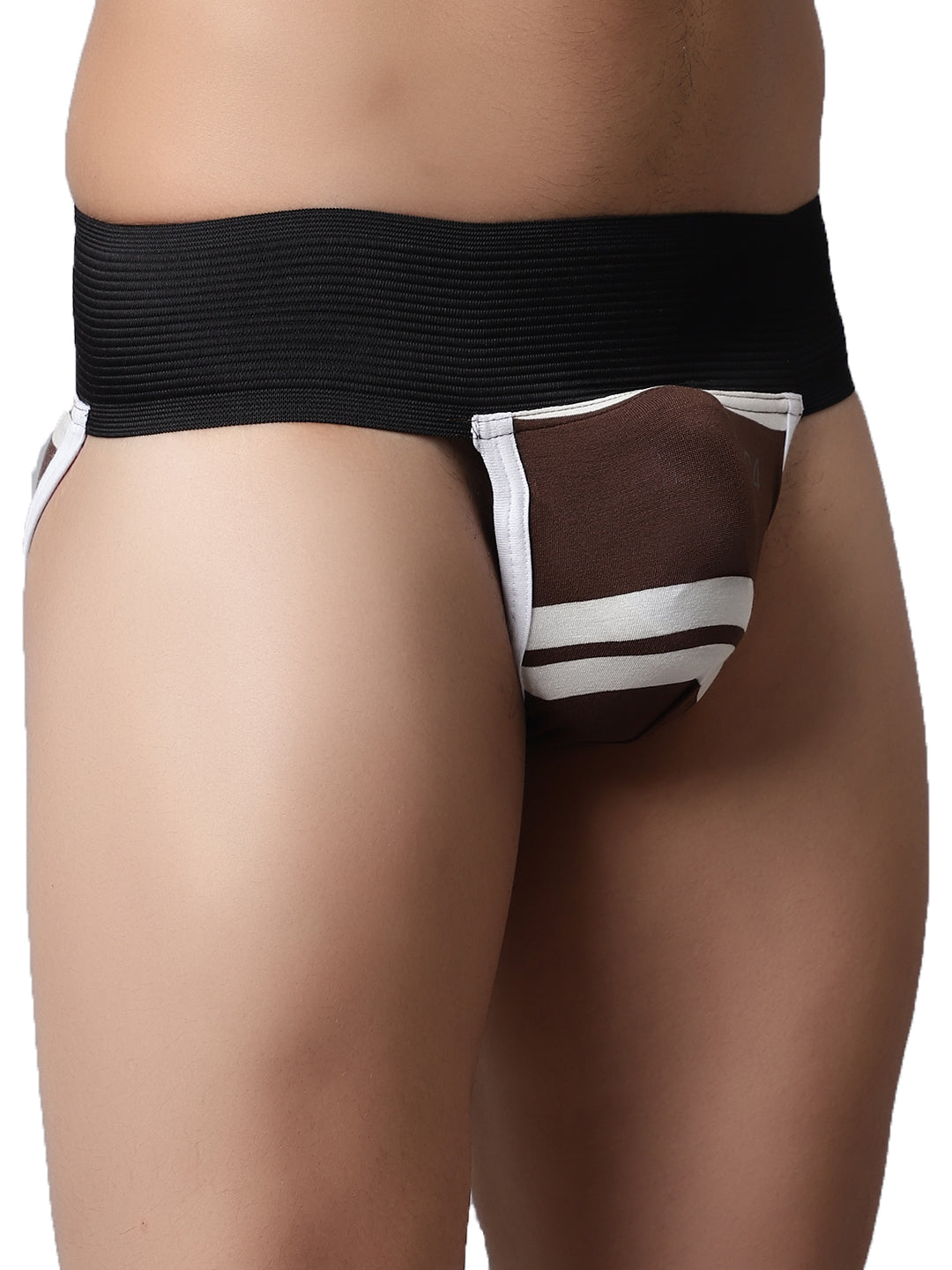 IC4 Men's stripe Gym Supporter Combo Pack of 2 - Brown