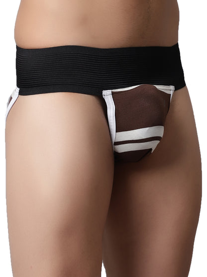 IC4 Men's Modal Elastane stripe Gym Supporter Combo Pack of 2 - Brown