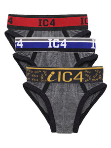 IC4 Boys Brief Charcoal  Combo Pack of 3