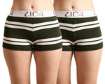 Load image into Gallery viewer, IC4 Women&#39;s stripe Fashion Boyshorts Combo Pack of 2, Green
