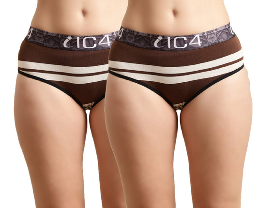 IC4 Women's Modal Elastane Stripe Hipster Combo Pack of 2