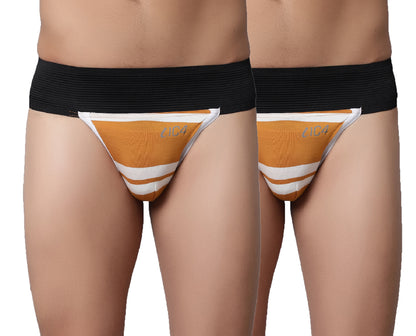 IC4 Men's Modal Elastane stripe Gym Supporter Combo Pack of 2 - Yellow