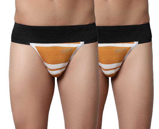 IC4 Men's Modal Elastane stripe Gym Supporter Combo Pack of 2 - Yellow