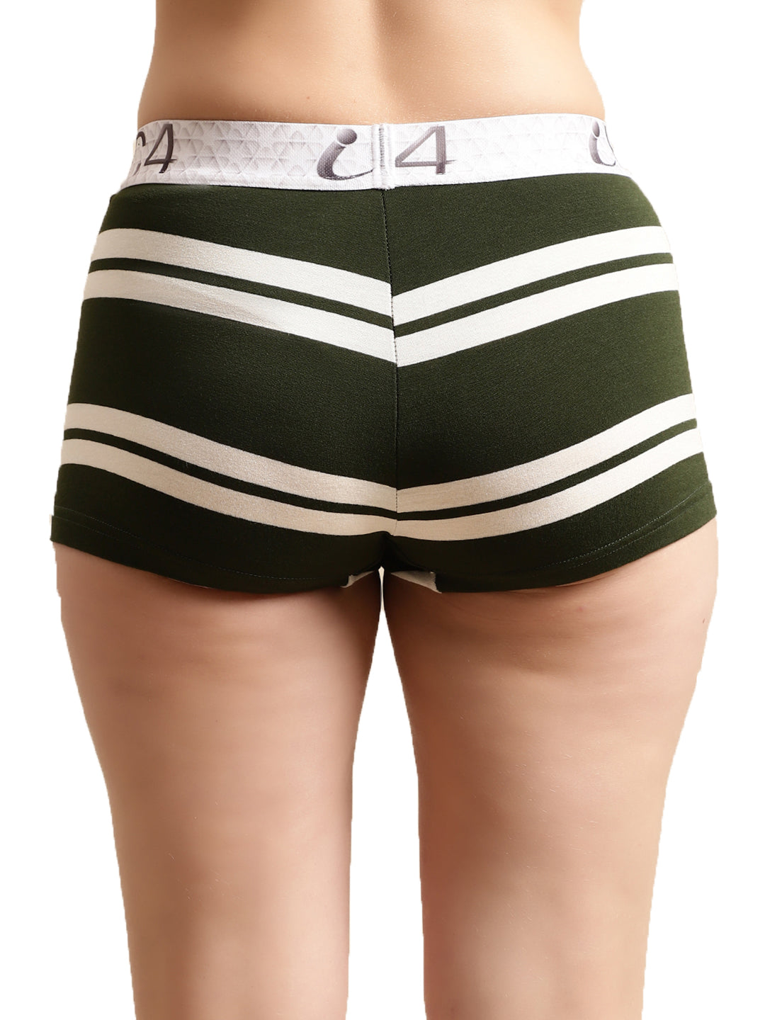 IC4 Women's Modal Elastane stripe Fashion Boyshorts, Green