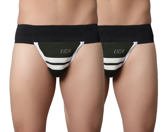IC4 Men's Modal Elastane stripe Gym Supporter Combo Pack of 2 - Green